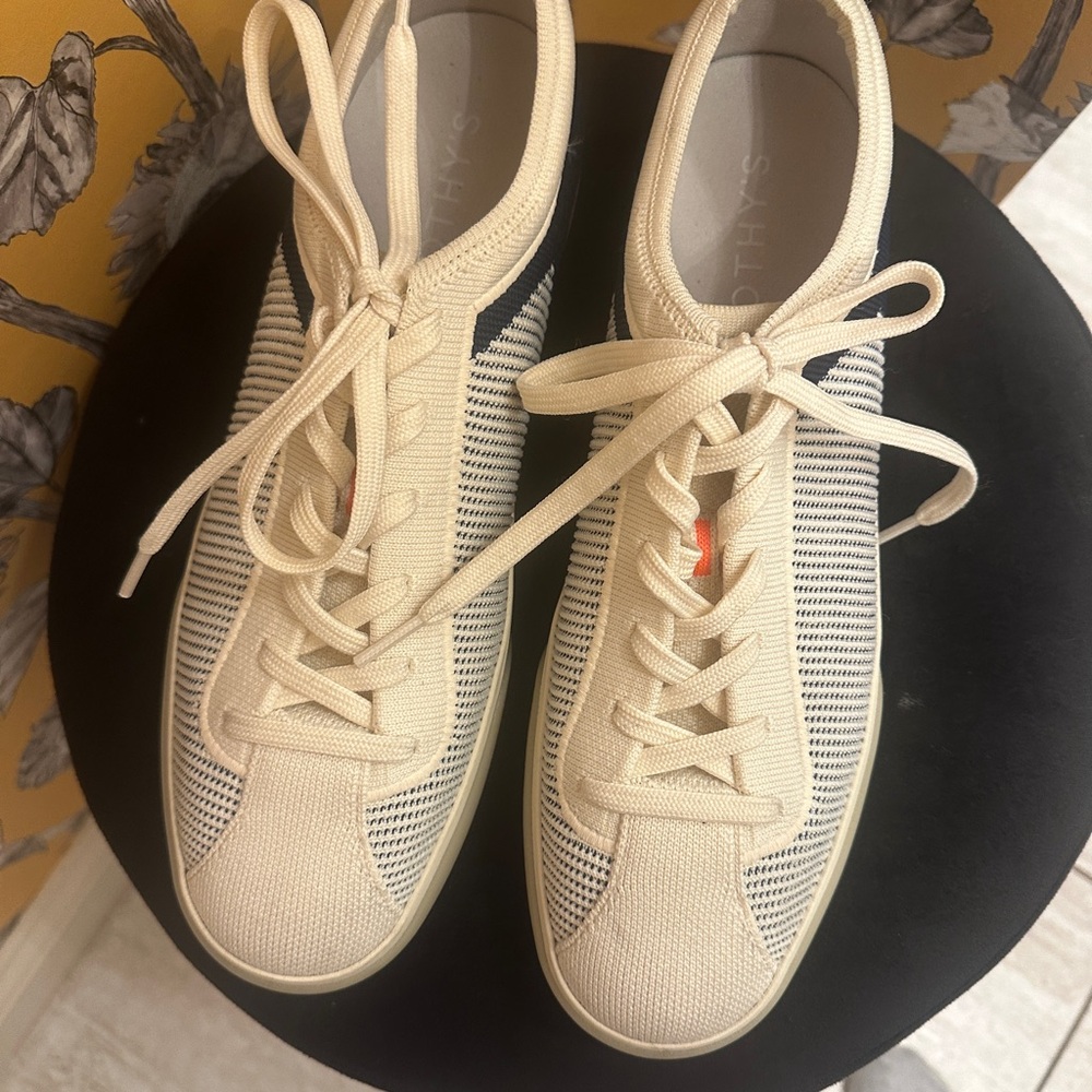 Rothy's Cream and Navy Women's Sneakers